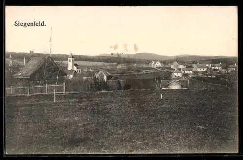AK Siegenfeld, Ortspanorama mit Kirche