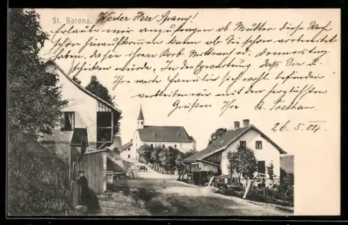 AK St. Corona, Strassenpartie mit Kirche