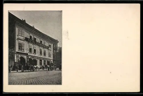 AK Wien, Hotel und Restaurant Goldene Birn, Hauptstrasse 31, Inh. Franz Brey, Strassenansicht