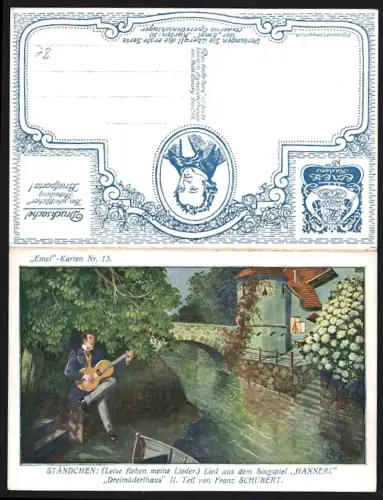 Klapp-AK Ständchen, Lied aus dem Singspiel Hannerl von Franz Schubert, Operette