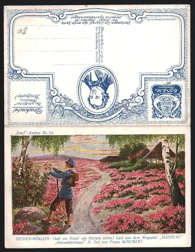 Klapp-AK Lied Heiden-Röslein aus dem Singspiel Hannerl von Franz Schubert