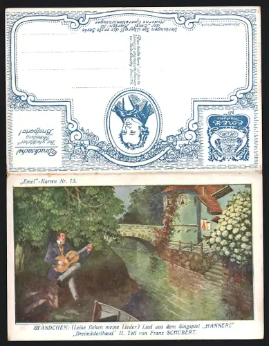 Klapp-AK Ständchen, Lied aus dem Singspiel Hannerl von Franz Schubert, Operette