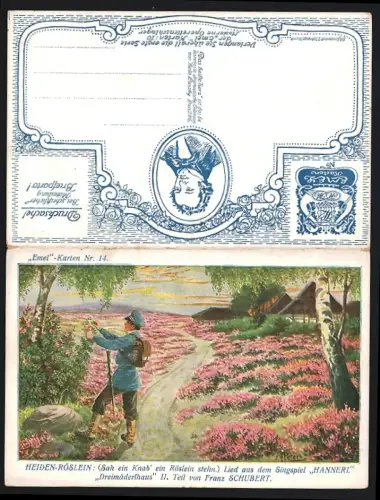 Klapp-AK Lied Heiden-Röslein aus dem Singspiel Hannerl von Franz Schubert