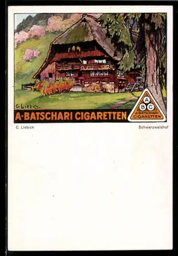 Künstler-AK Curt Liebich: Reklame für Zigaretten von A. Batschari, Schwarzwaldhof