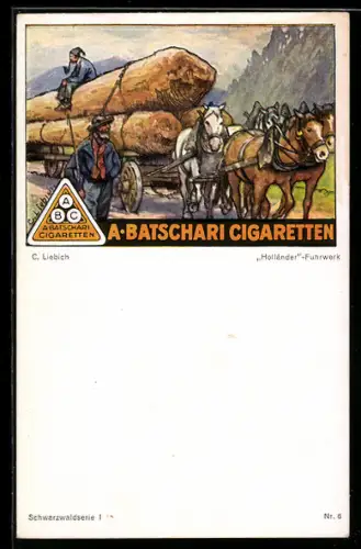Künstler-AK Curt Liebich: Reklame für Zigaretten von A. Batschari, Holländer-Fuhrwerk