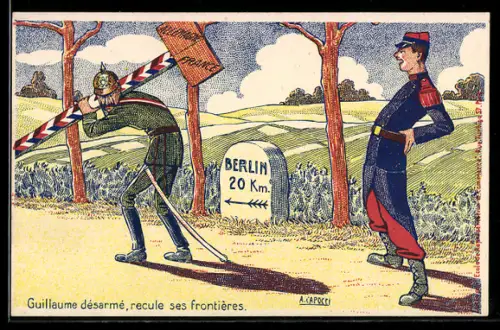 AK Wilhelm II trägt den Grenzpfahl Richtung Berlin