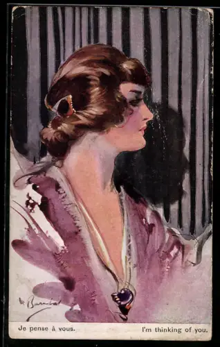 Künstler-AK William Barribal: I`m thinking of you, Damenprofil
