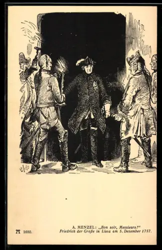 Künstler-AK Friedrich der Grosse, in Lissa, 1757