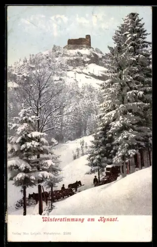 AK Kynast, Winterstimmung am Kynast, Blick zur Burg