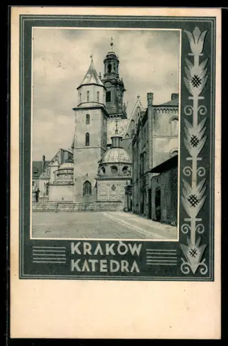 AK Krakau-Krakow, Stadtpartie mit Kirche