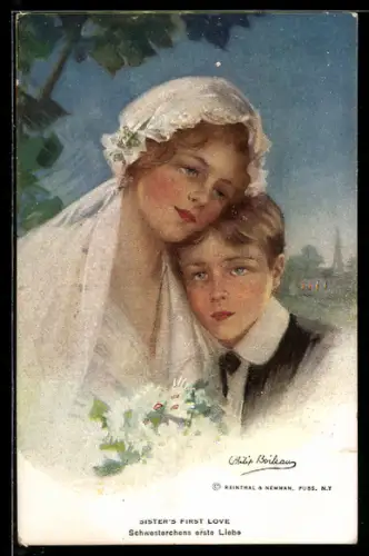 Künstler-AK M.L. Attwell: Sisters first Love, Braut mit ihrem Bruder