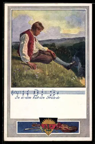 Künstler-AK Karl Friedrich Gsur: Deutscher Schulverein Nr.371: Lied: In einem kühlen Grunde