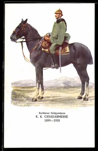 AK Berittener Feldgendarm in Uniform 1899-1918
