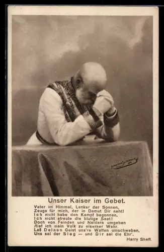 AK Kaiser Franz Josef I. im Gebet, Királyunk Imája