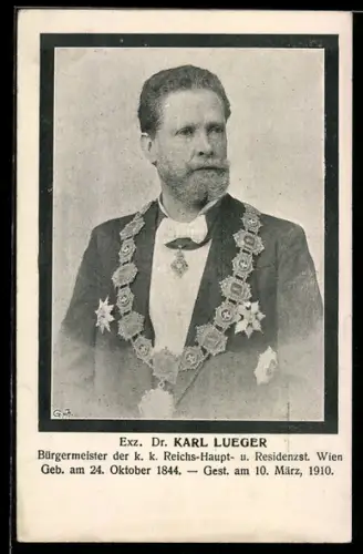 AK Sterbekarte, Bürgermeister Carl Lueger, 1844-1910