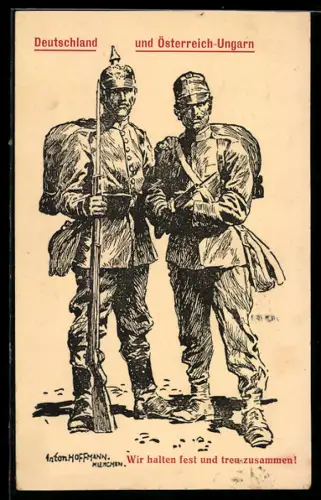 Künstler-AK Anton Hoffmann - München: Deutschland und Österreich, Sie sollen kommen, Soldaten