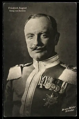 AK König Friedrich August von Sachsen in Uniform, Brustbild