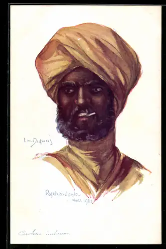 Künstler-AK Em. Dupuis: Pasehendaele, Carolerie indienne, Mann mit Turban im Portrait
