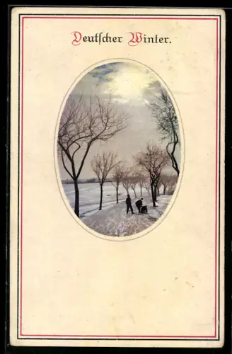 Künstler-AK Photochromie Nr.3941: Deutscher Winter, Ortsansicht