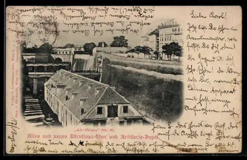 AK Wien, Altes und neues Kärntnertor mit Artillerie-Depot