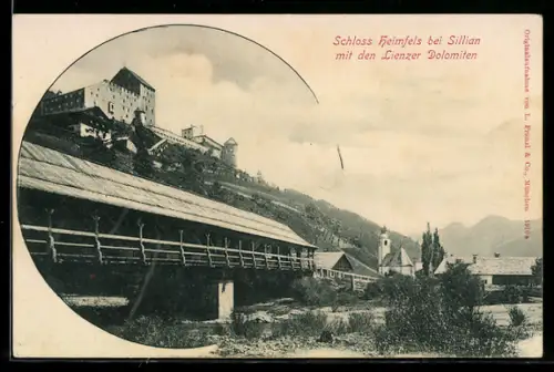 AK Sillian, Schloss Heimfels mit den Lienzer Dolomiten