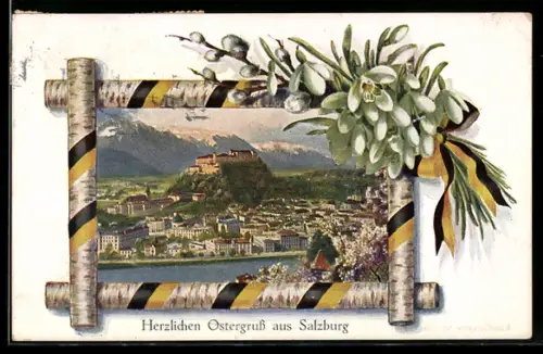 AK Salzburg, Panorama mit Festung Hohensalzburg und Ortsansicht