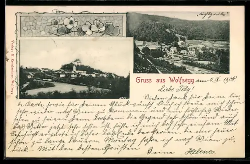 AK Wolfsegg, Panorama mit Schloss