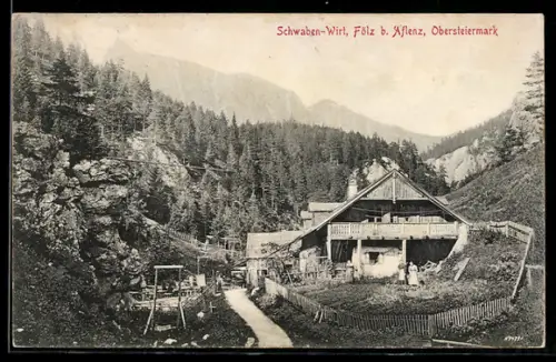 AK Fölz b. Aflenz, Gasthaus Schwaben-Wirt