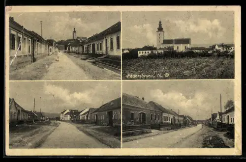 AK Feuersbrunn /N. D., Ortsansichten mit Kirche und Strassen