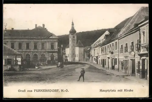 AK Purkersdorf /N.-Ö., Hauptplatz mit Kirche