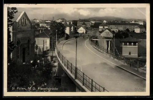 AK St. Pölten /N. D., Planellabrücke aus der Vogelschau