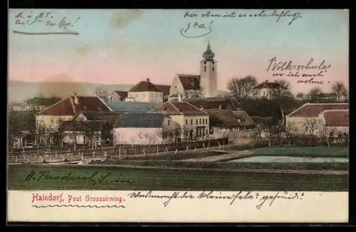 AK Haindorf, Ortsansicht mit Kirche