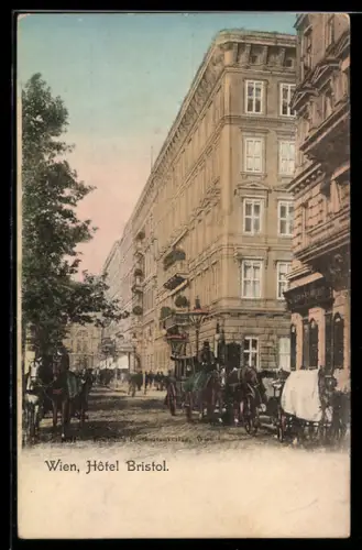 AK Wien, Hotel Bristol mit Strassenpartie