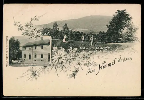 AK Wien, Restaurant Am Himmel, Rotes Haus, Blick nach der Habsburgwarte