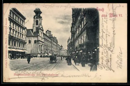 AK Wien, Mariahilferstrasse mit Stiftskaserne