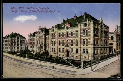 AK Wien, Hütteldorferstrasse mit Kaiser Franz Josef-Landwehr-Kaserne
