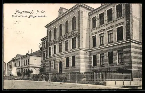 AK Poysdorf /N.-Oe., Volks- und Bürgerschulen