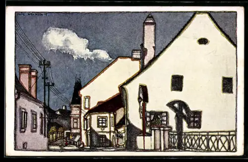 Künstler-AK Neunkirchen, Blick in die Triesterstrasse