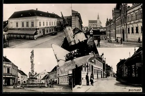 AK Poysdorf, Cafe-Restaurant Johann Gangl, Strassenpartie