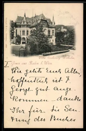 AK Baden b. Wien, Villa Erzherzog Wilhelm