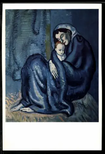 Künstler-AK Pablo Picasso: Mutter hält ihr Kind in den Armen