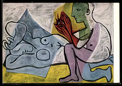 Künstler-AK Pablo Picasso: Kniende Person mit liegender Dame