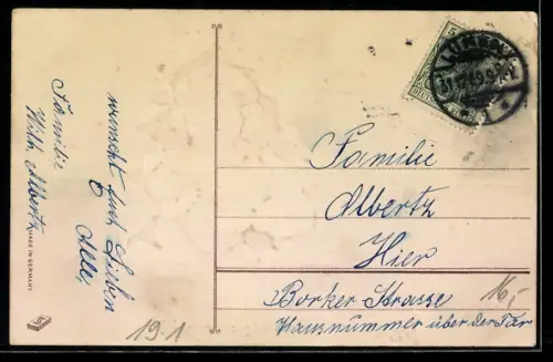 AK Kind mit Geldsack auf Banknote