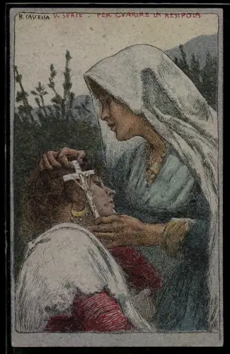 Künstler-AK sign. B. Cascella: Per Cavarire la Resipola