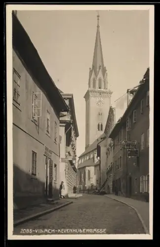 AK Villach, Kevenhullergasse mit Blick zur Kirche