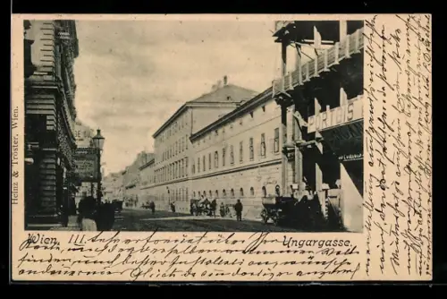 AK Wien, Ungargasse mit Passanten