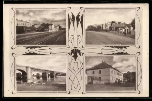 AK Marchegg /N.-Oe., Blick in die Bahnstrasse, Brückenpartie