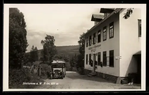 AK Mariensee a. W., Gasthaus zur alten Hammergasse, Bus