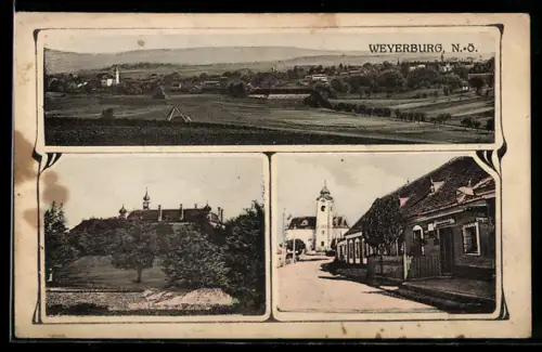 AK Weyerburg /N.-Ö., Strassenpartie mit Kirche