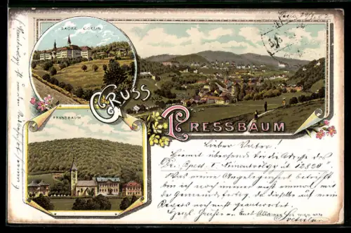 Lithographie Pressbaum, Sacre Coeur, Totalansicht